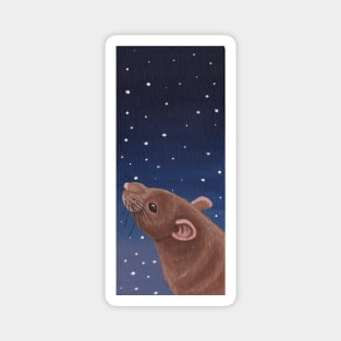 Silver Fawn Rat Stargazing Magnet