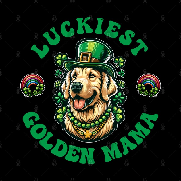 Luckiest Golden Mama - St Patricks Day Golden Retriever by eighttwentythreetees