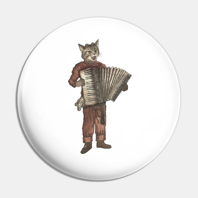 Accordion Cat with Goggles and Mask Pin by FelisSimha