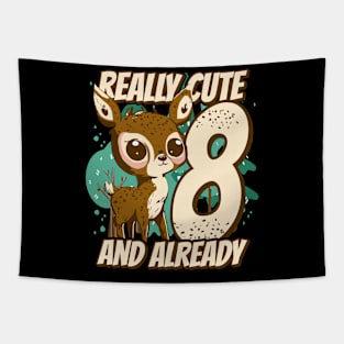 really Cute and already 8 - fawn children birthday Tapestry