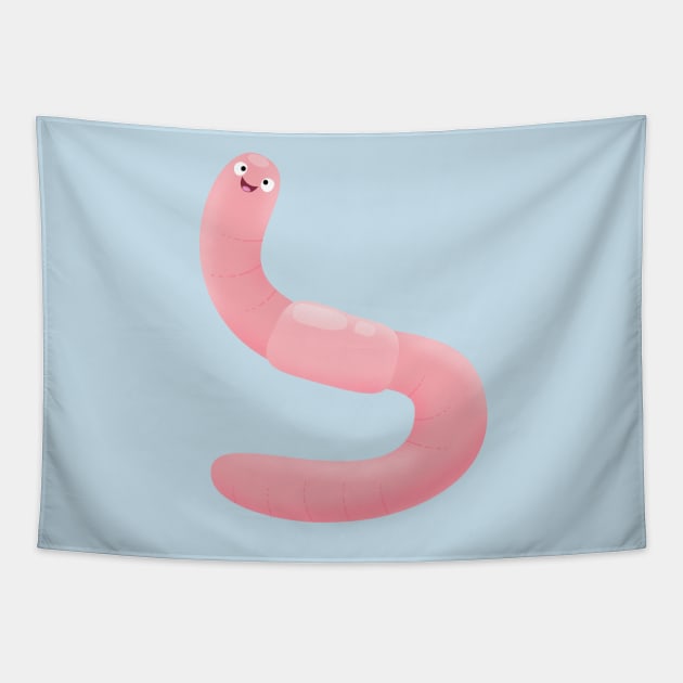 Cute worm farm vermiculture cartoon Tapestry by FrogFactory