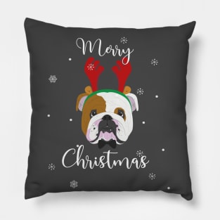 Merry Christmas Bulldog Pillow