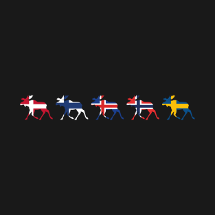 Colors of Scandinavia Flags Moose Elk T-Shirt