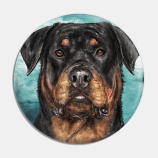 Painting of an Impressive Rottweiler Staring at You Pin