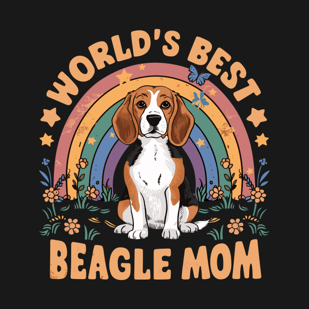 World's Best Beagle Mom Colorful Rainbow Graphic by Indigo Lake