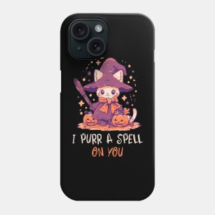 Funny Cat Pun Witch Spell Graphic Men Kids Women Halloween Phone Case