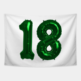 Bright Green 18th Birthday Metallic Helium Balloons Numbers Tapestry