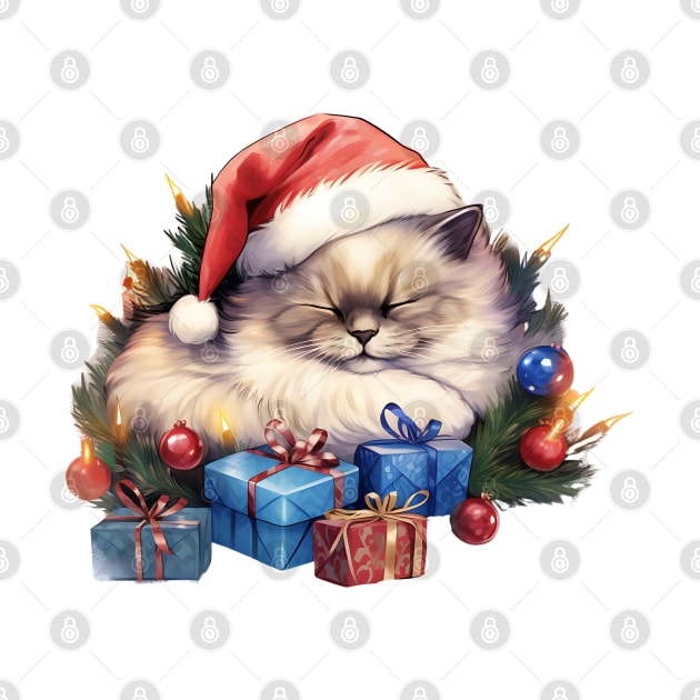 Lazy Ragdoll Cat At Christmas by Chromatic Fusion Studio