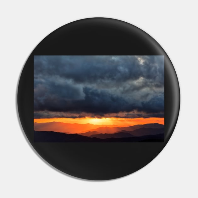 Smoky Mountains Sunset Rapture Pin by somadjinn