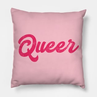 Queer / Faded Retro Typography Statement Design Pillow