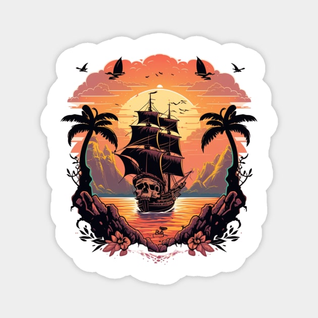 Skull Island Sunset Expedition Magnet by King Hoopoe