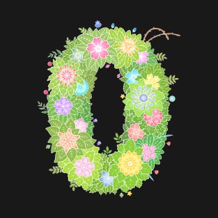 "0" Floral Letter Number T-Shirt