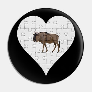 Jigsaw  Wildebeest Heart Design - Wild Animal Wildebeest Pin