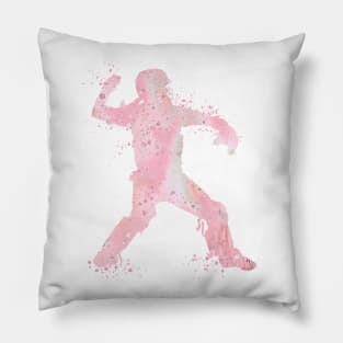 Baseball Girl Catcher Softball Player Blush Pink Watercolor Silhouette Pillow