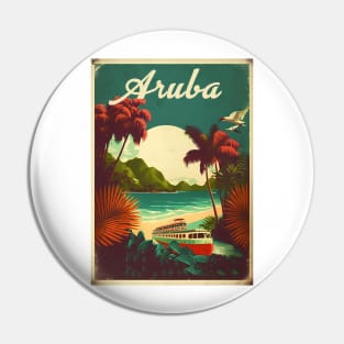 Aruba Caribbean Vintage Travel Art Poster Pin