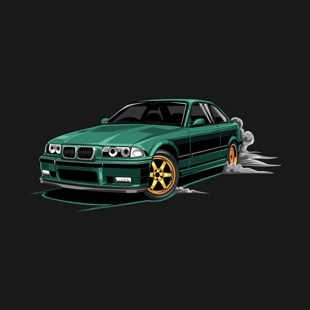 M3 E36 Car Illustration Green by yourcar.art