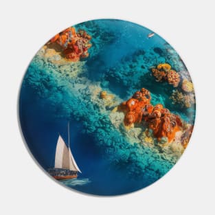 Vintage Retro Vibrant Great Barrier Reef - Australia Pin