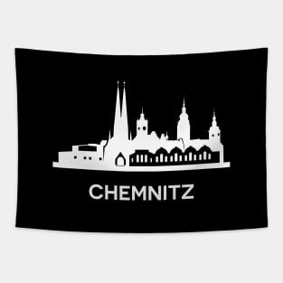 Chemnitz City Skyline, white Tapestry