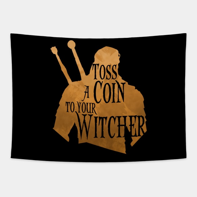 Witcher silhouette: Toss a Coin - variant Tapestry by Rackham