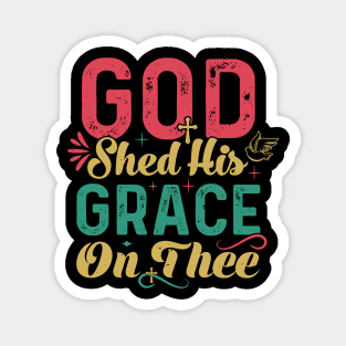 4th Of July Groovy Patriotic God Shed His Grace On Thee Magnet