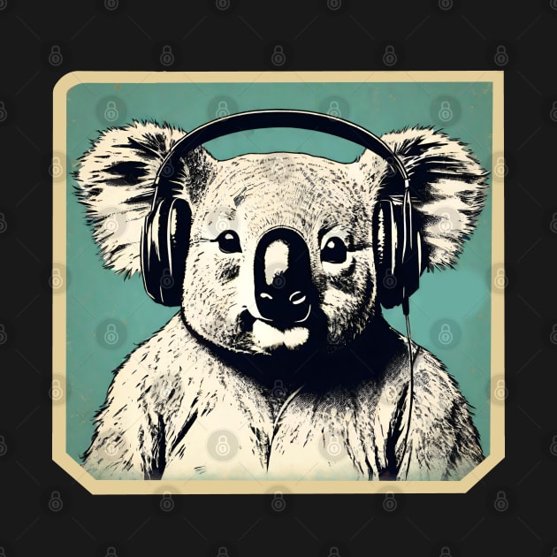 Koala with headphones by Ilustradamus