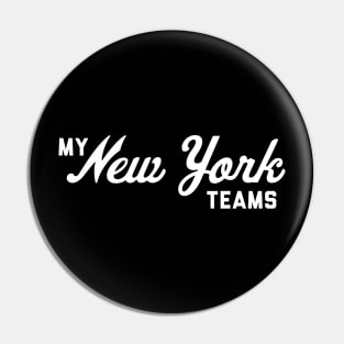 My New York Teams - White Pin