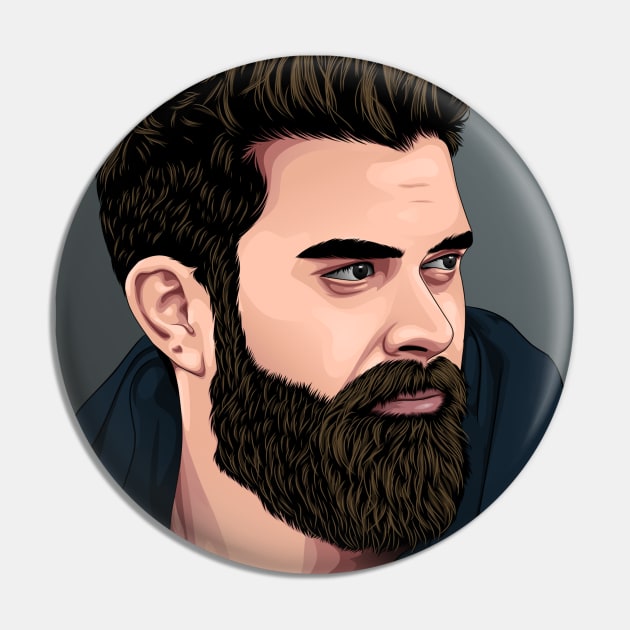 Bearded man Pin by DG vectors