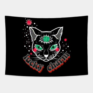 Black Cat Lucky Charm Tapestry