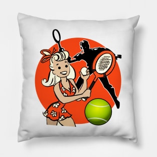 Girl playing tennis Pillow