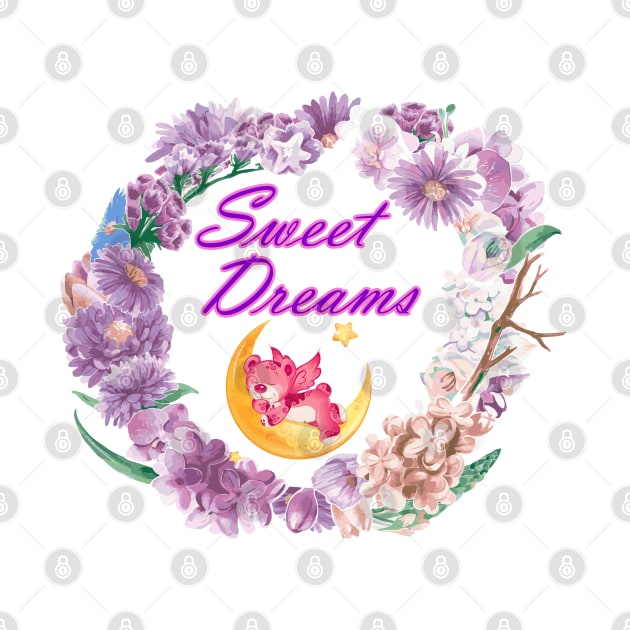 Sweet Dreams Teddy Bear Floral Frame by antarte