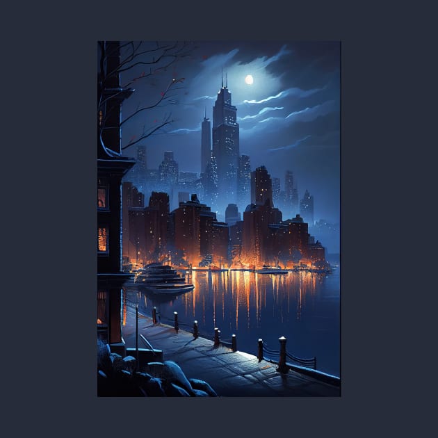 Cityscape at Night - Oil paint by ABART BY ALEXST 