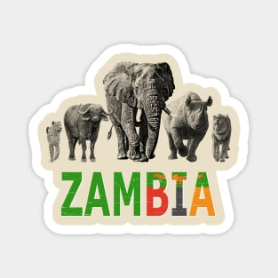 Zambia Wildlife Big Five for Zambia Safari Fans Magnet