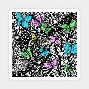 “Carpe Diem” Zentangle Art With Pastel Butterflies Magnet