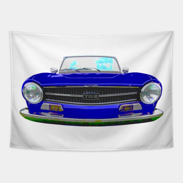 Triumph TR6 1970s classic British sports car blue Tapestry by soitwouldseem