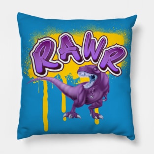 Rawr T-Rex Dinosaur Graffiti Pillow