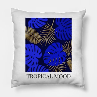 MODERN TROPICAL BLUE AND GOLD Pillow