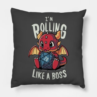 Rpg Dragon Boss - Dungeon master - Rolling D20 Pillow