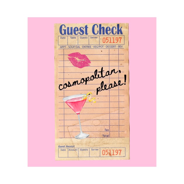 Cosmopolitan Cocktail Y2k Pink Guest Check Print by madiwestdal