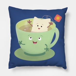 Cute teabag cup cartoon humor character Pillow