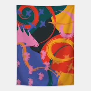 Colorful Retro Abstract Shapes 2 Tapestry