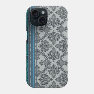 Teal, Aqua & Grey Vintage Bohemian Wallpaper Phone Case