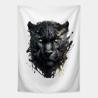 Panther Portrait Animal Painting Wildlife Outdoors Adventure Tapestry