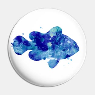 Blue Clown Fish Watercolor Painting Pin