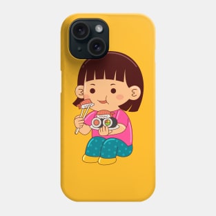 girl kids eating sushi Phone Case