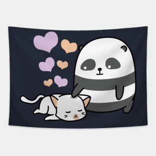 Cute Panda Lullabies Kitty Tapestry