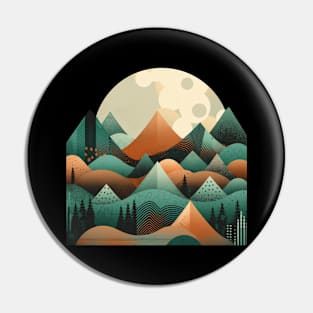 Flat Mountains Patterned Nature-Infused Urban T-Shirts Pin