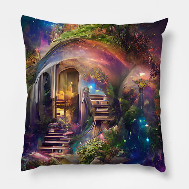 Beautiful tiny House in the Galaxy Pillow by ArtStudioMoesker