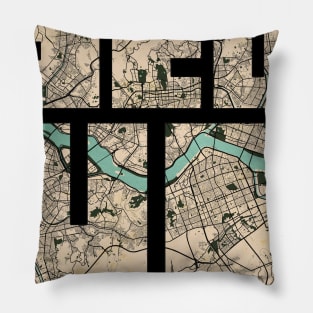 Seoul, South Korea City Map Typography - Vintage Pillow