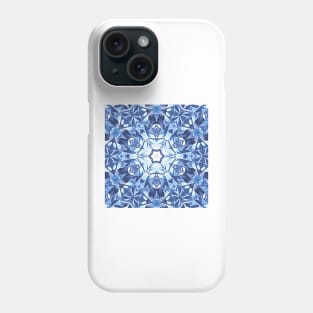 pure geometric snowflake pattern and design hexagonal kaleidoscopic style in shades of BLUE Phone Case