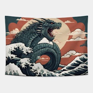 Jǫrmungandr in japanese style art Tapestry